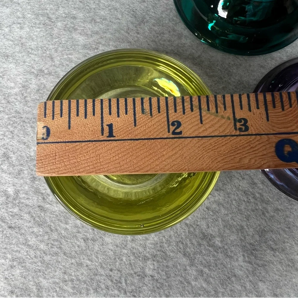 Crate&Barrel Set of 5 Tea Light Candle Holders Lime Amethyst Amber Cobalt Teal
